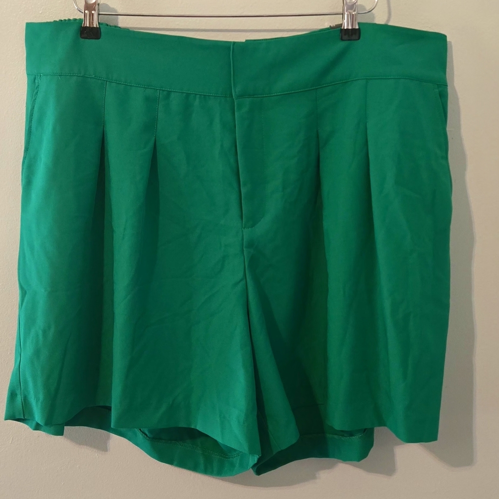 torrid Bright Green High-Waist Pleated Shorts